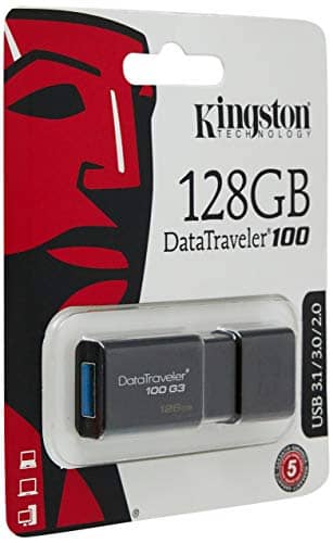 Kingston Digital 128GB DataTraveler 100 G3 USB 3.0 100MB/s Read, 10MB/s Write (DT100G3/128GB) 1