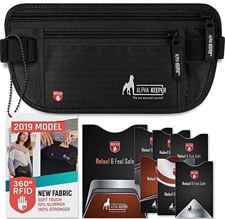 RFID Money Belt For Travel With RFID Blocking Sleeves Set For Daily Use [2019 NEW MODEL] 1