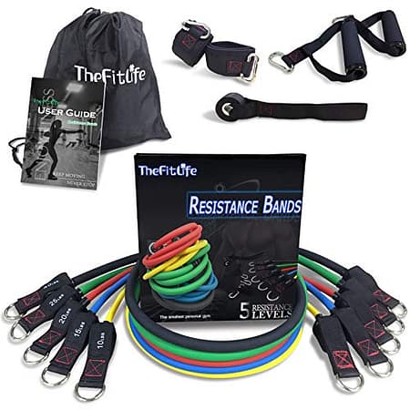 TheFitLife Exercise Resistance Bands with Handles - 5 Fitness Workout Bands Stackable up to 110 lbs, Training Tubes with Large Handles, Ankle Straps, Door Anchor Attachment, Carry Bag and Bonus eBook 7
