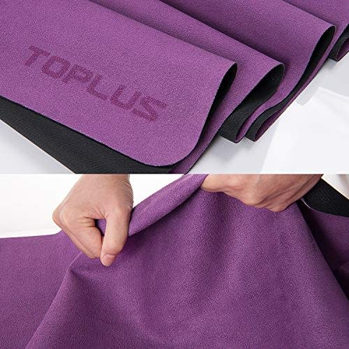 TOPLUS Travel Yoga Mat Sweat Absorbent Anti Slip High-Grade Natural Suede for Travel Coming with Carrying Bag Foldable 1/16 Inch Thin Hot Yoga Mat Yoga and Pilates 