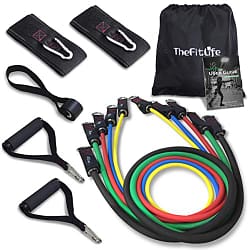 TheFitLife Exercise Resistance Bands with Handles - 5 Fitness Workout Bands Stackable up to 110 lbs, Training Tubes with Large Handles, Ankle Straps, Door Anchor Attachment, Carry Bag and Bonus eBook 2