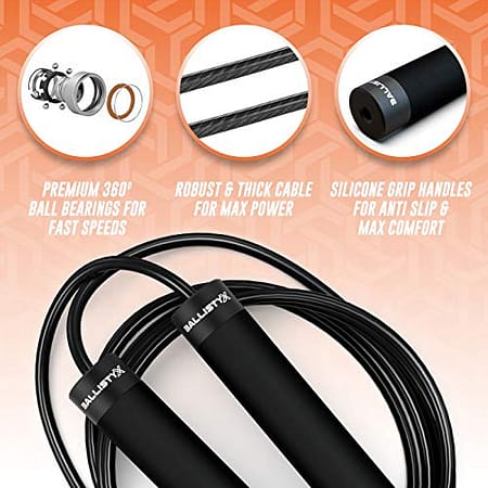 Ballistyx Jump Rope - Premium Speed Jump Rope with 360 Degree Spin, Silicone Grips, Steel Handles and Adjustable Power Cable - for Crossfit, Gym & Home Fitness Workouts & More 2